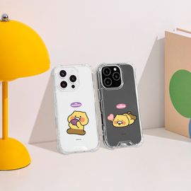 [S2B] KAKAO FRIENDS CHOONSIK Clear TPU+PC Bumper Case – Crystal Clear, Shock-Absorbing, Camera & Button Protection for iPhone & Galaxy - Made in Korea